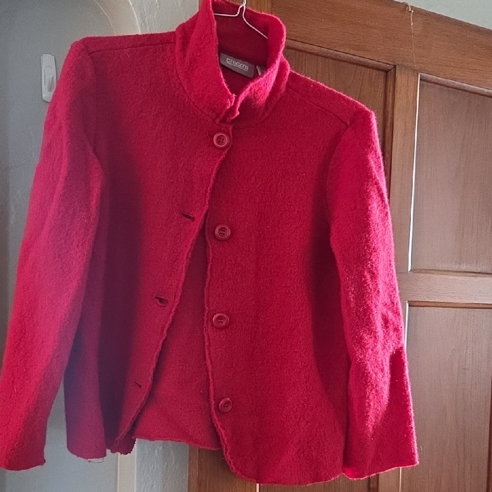 Chicos Vibrant Red Wool Jacket